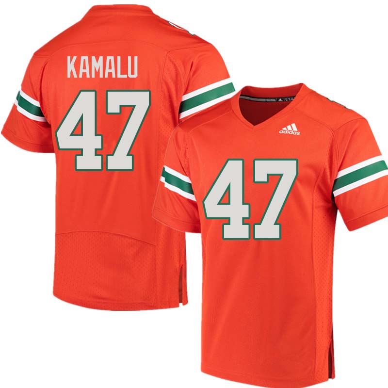Adidas Miami Hurricanes #47 Ufomba Kamalu College Football Jerseys Sale-Orange - Click Image to Close